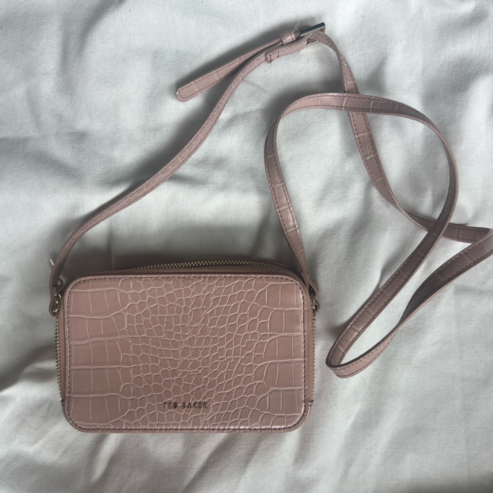 Ted Baker Pink Crocodile Embossed Crossbody Bag